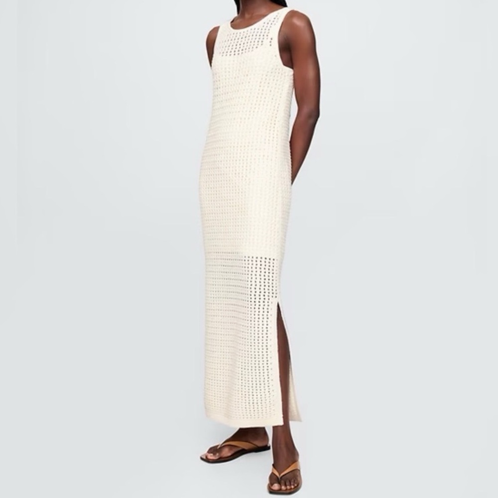 Gap Crochet Open-Stitch Maxi Dress Size XS Petite Euro Summer Coastal Boho Chic